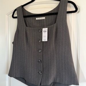 Abercrombie & Fitch Charcoal Pinstripe Blouse